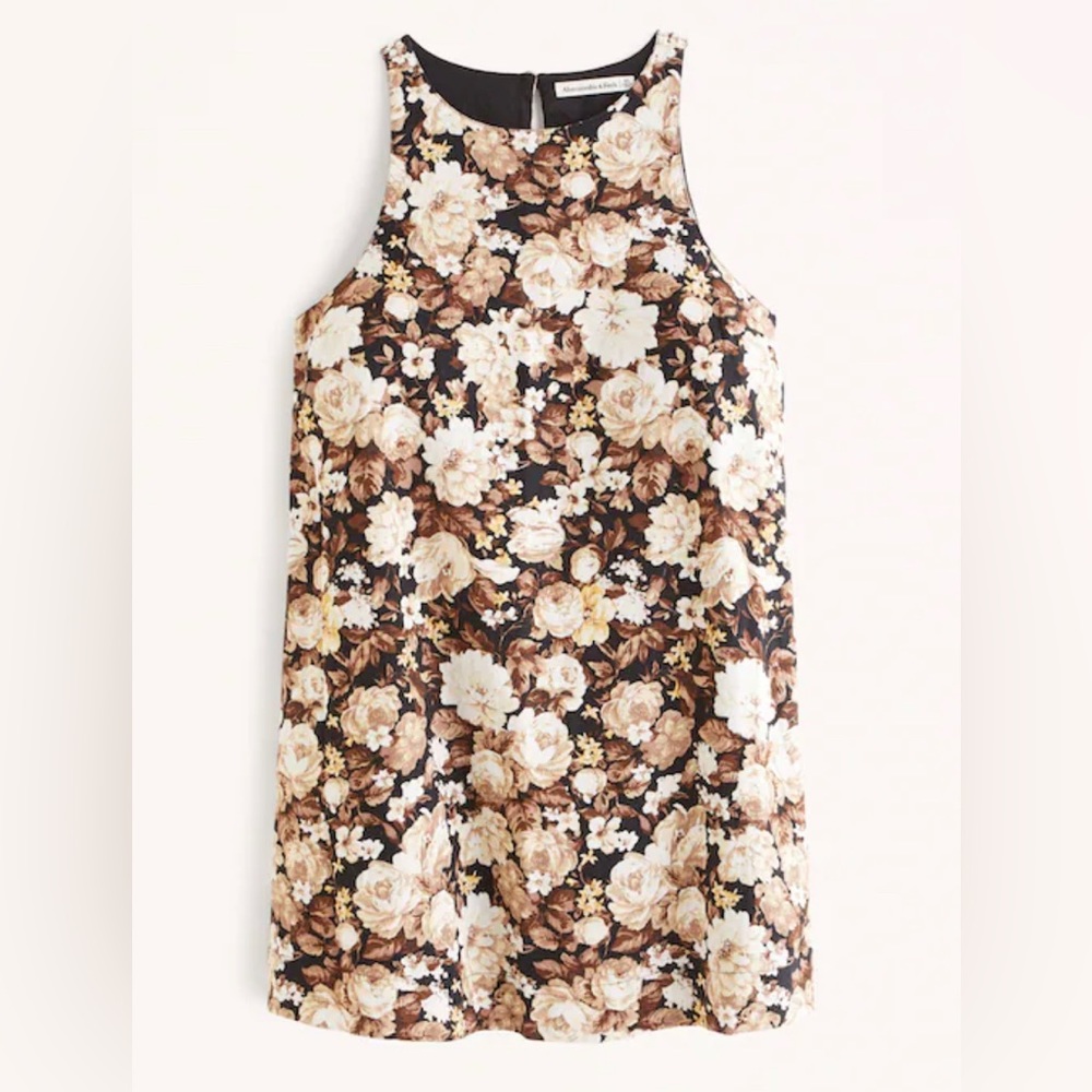 Abercrombie & Fitch High-Neck Linen-Blend Mini Dress
